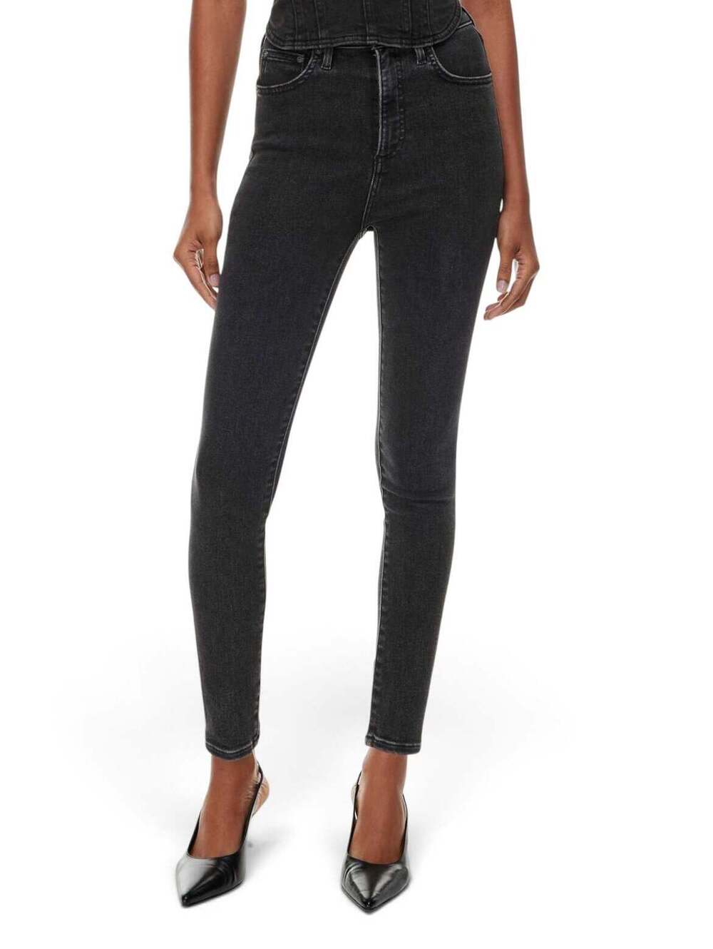 Denim Forum The Lola High Rise Skinny Jean Washed Black Size 30 28L